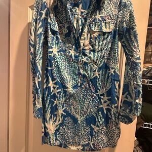 Lilly Pulitzer Blue and White Sea Life Tunic